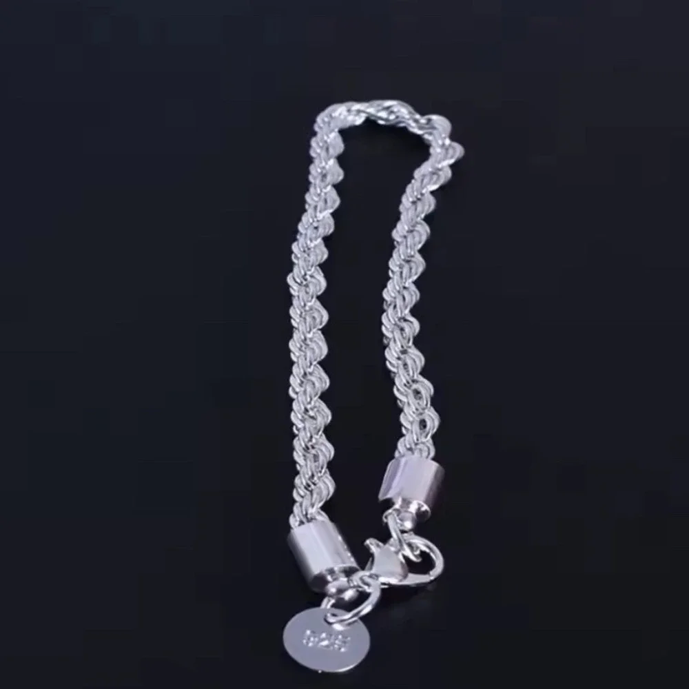 NEW‎ Sterling Silver 925 Rope Chain Bracelet